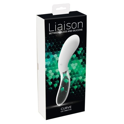 You2Toys Liaison - akkus, szilikon-üveg LED íves vibrátor (áttetsző-fehér)